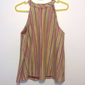 Medium W5 Sleeveless Multicolor Stripe Sleeveless Top with Button Down in Back